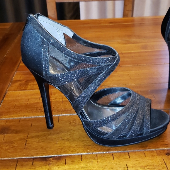 Mina black sparkle open toe heels - Picture 4 of 10